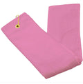 Tri‑Fold Golf Towel 16x26 Cotton Velour with Brass Grommet & Hook — Embroidery‑Ready — Baby Pink — Attaches to Golf Bag.