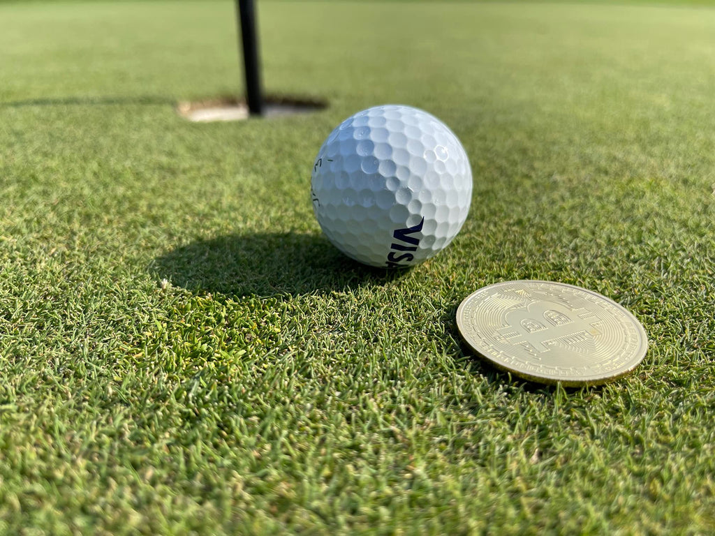 Large Bitcoin Golf Ball Marker Set — 3 Big Coins (Gold, Silver, Copper), Unique Gift for Men & Women, Custom Ball Markers, No Hat Clip Included.