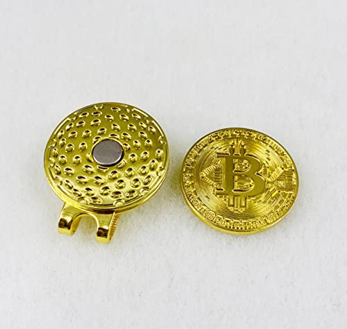Fun, Crypto Golf Ball Markers Set - Bitcoin Design with Hat Clips (2-Pack)