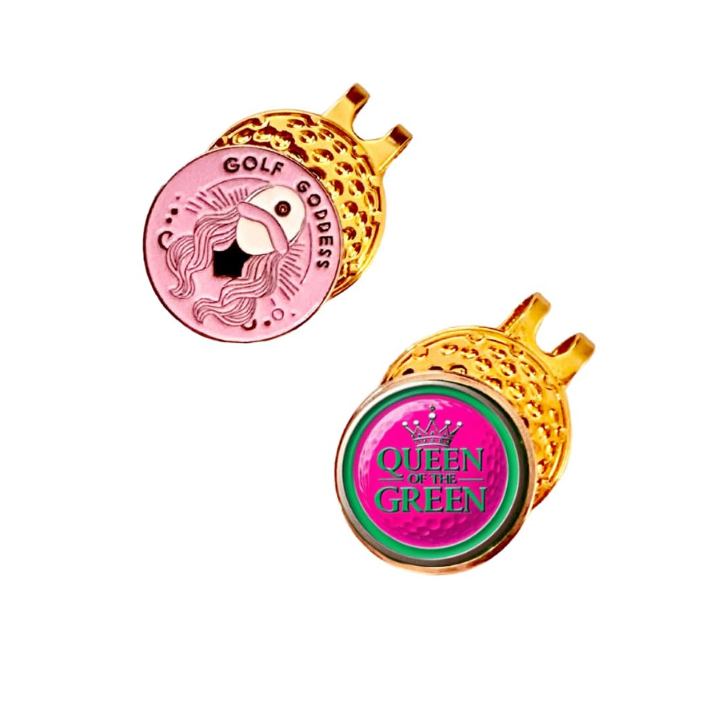 Ladies Golf Ball Markers with Magnetic Hat Clip – 2‑Pack Bundle, Elegant Designs, Strong Magnet, High Contrast - Ideal Gift for her
