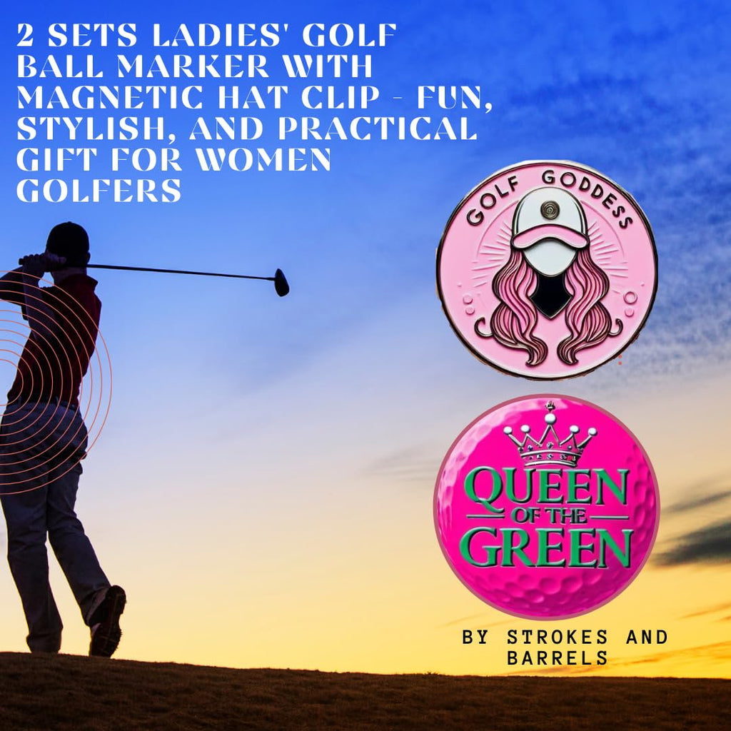 Ladies Golf Ball Markers with Magnetic Hat Clip – 2‑Pack Bundle, Elegant Designs, Strong Magnet, High Contrast - Ideal Gift for her