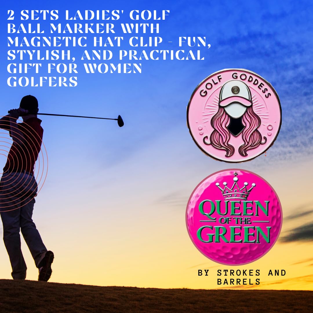 Ladies Golf Ball Markers with Magnetic Hat Clip – 2‑Pack Bundle, Elegant Designs, Strong Magnet, High Contrast - Ideal Gift for her