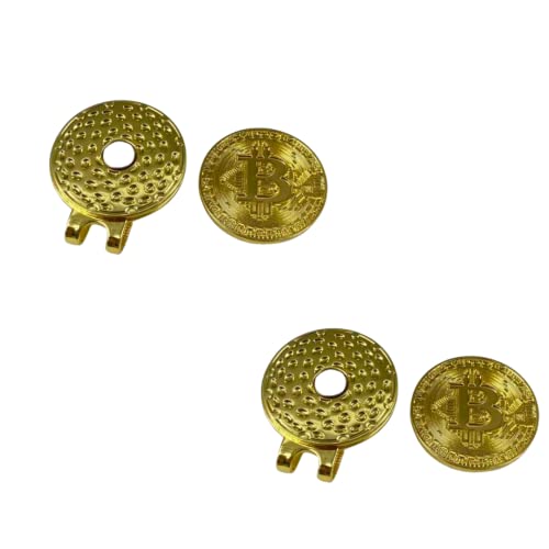 Fun, Crypto Golf Ball Markers Set - Bitcoin Design with Hat Clips (2-Pack)
