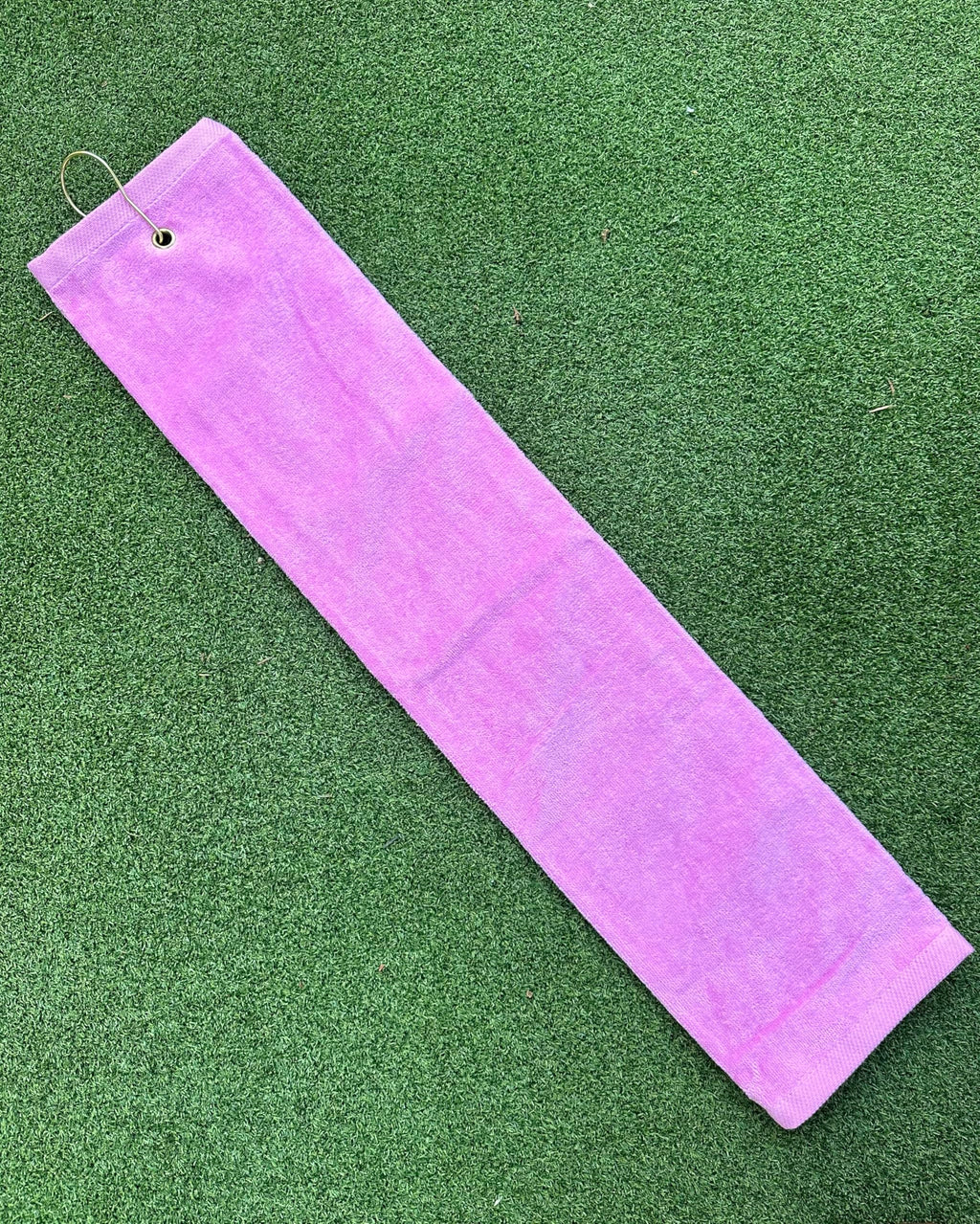 Tri‑Fold Golf Towel 16x26 Cotton Velour with Brass Grommet & Hook — Embroidery‑Ready — Baby Pink — Attaches to Golf Bag.