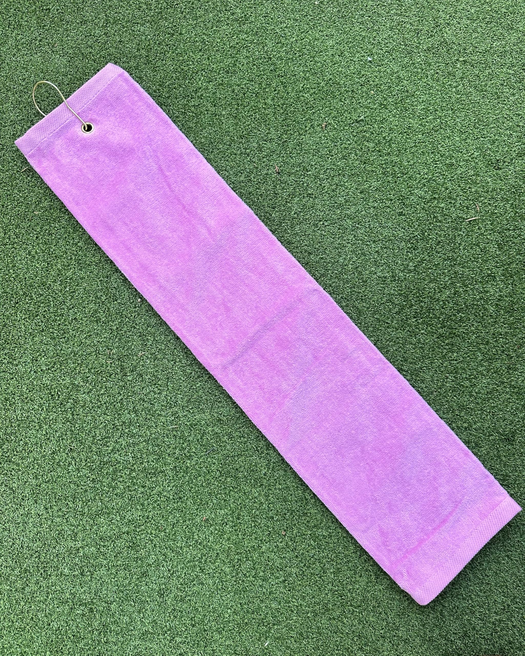 Tri‑Fold Golf Towel 16x26 Cotton Velour with Brass Grommet & Hook — Embroidery‑Ready — Baby Pink — Attaches to Golf Bag.